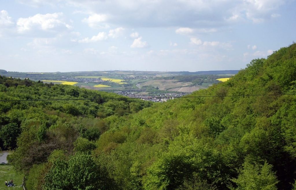 Blick von der Megaseilbahn über die Paradieswiese im Ahrtal