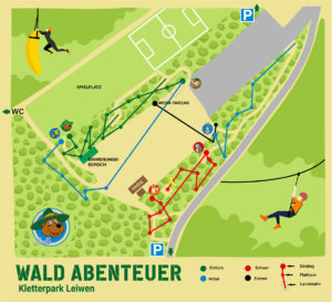 Wald-Abenteuer Kletterparks - Parkplan Leiwen